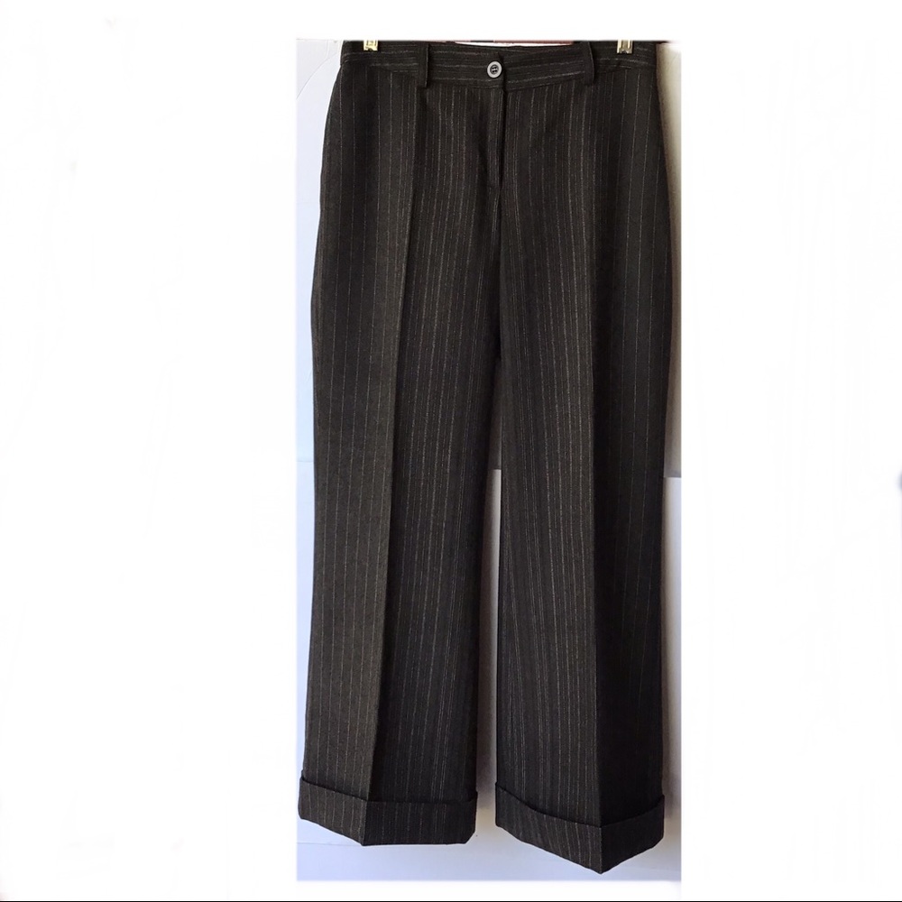 H & M Black Striped Wide Leg Woolen and Polyester lined Pants Women’s.